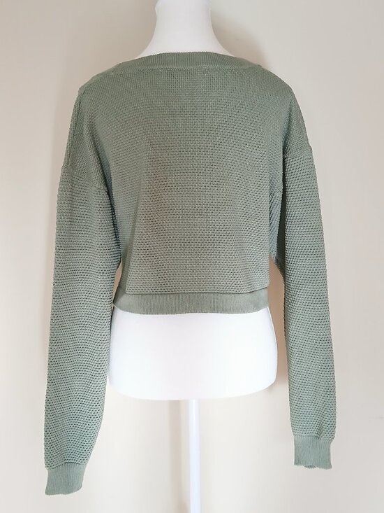 Anthropologie Flat White Waffle Knit Cropped Bolero Shrug Cardigan Size M/L - Picture 4 of 6